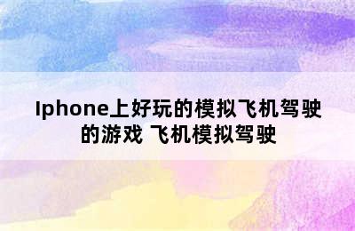 Iphone上好玩的模拟飞机驾驶的游戏 飞机模拟驾驶